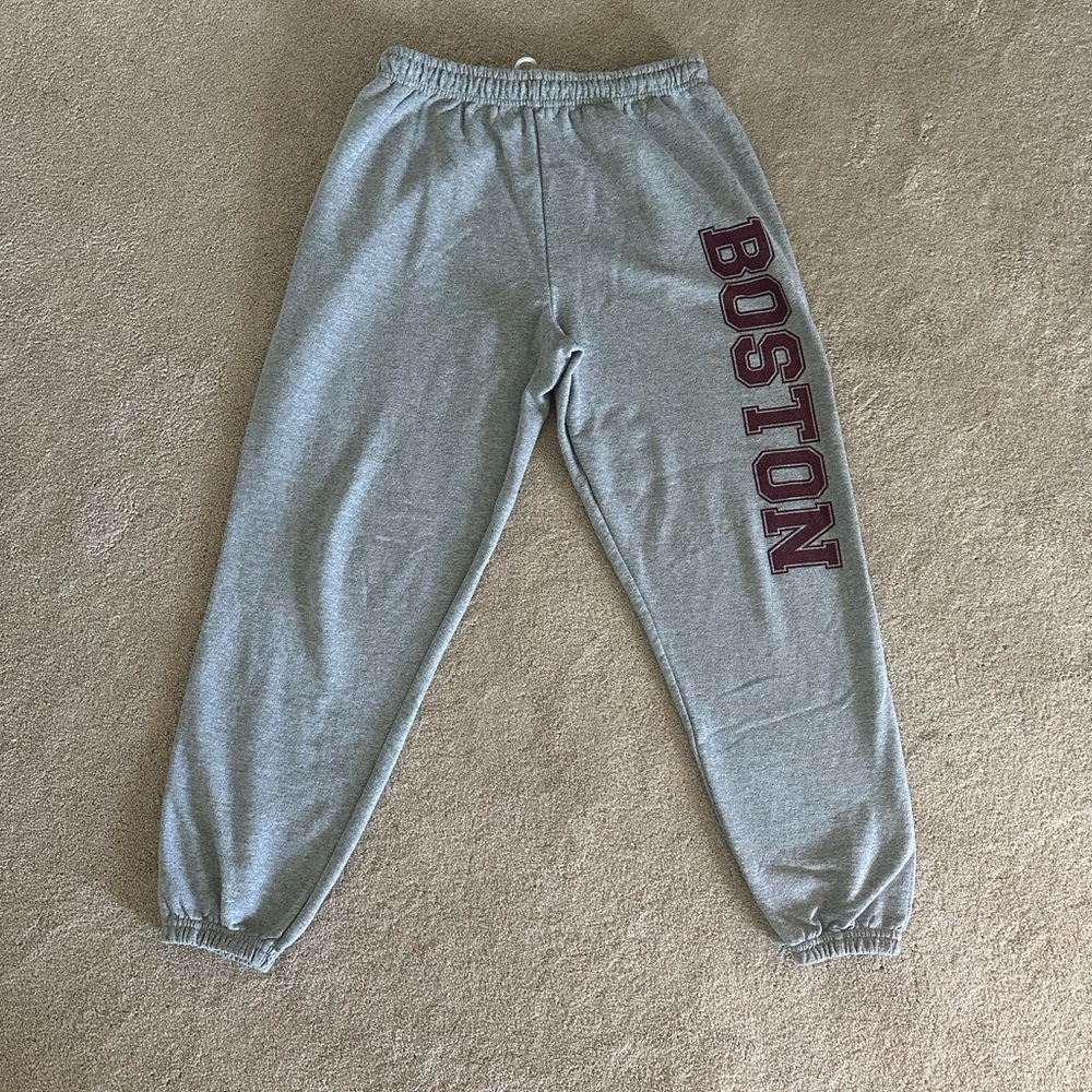 Gildan Gray Joggers with Boston Lettering